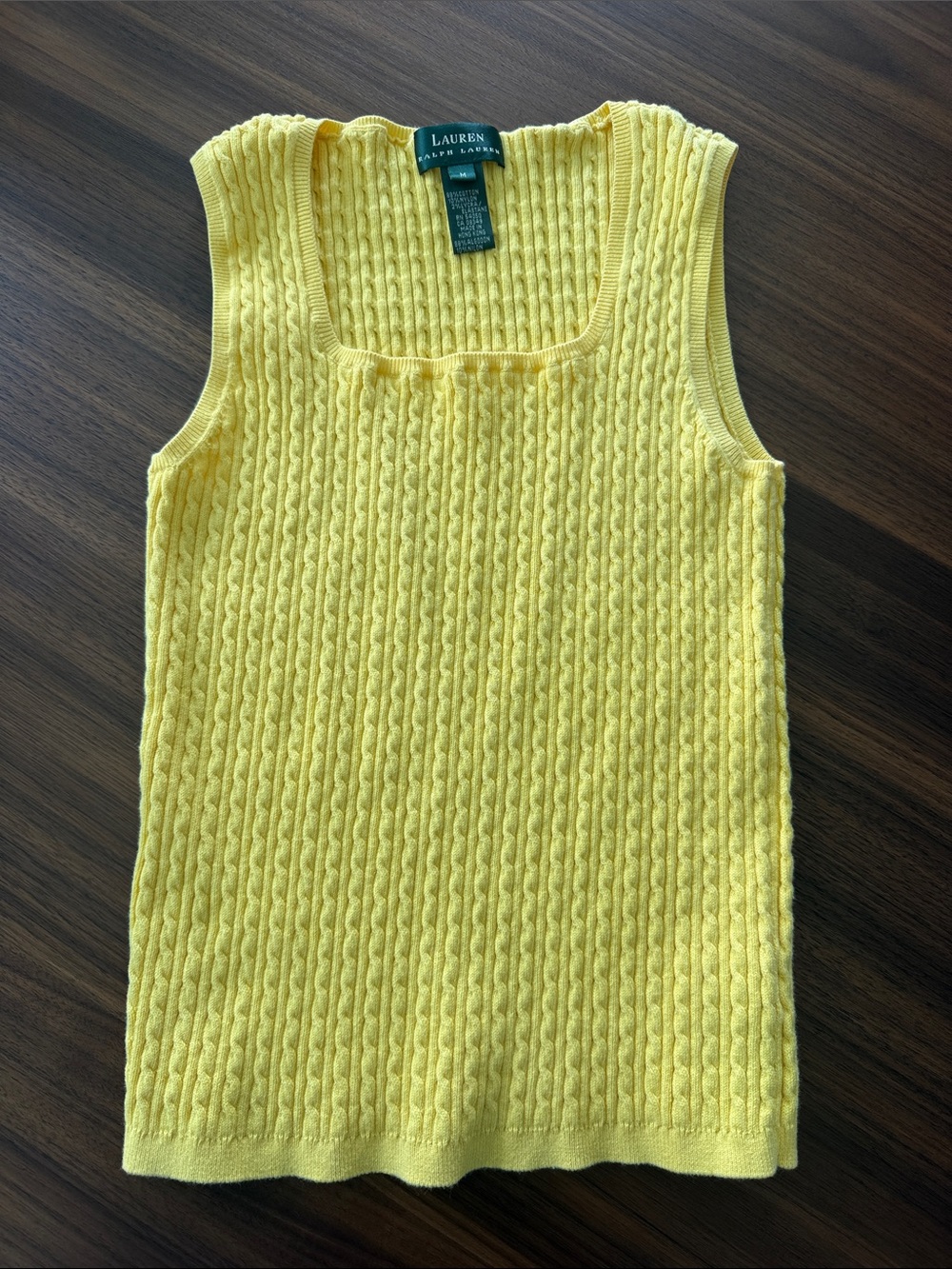 Lauren Ralph Lauren Bright Yellow Cable Knit Tank